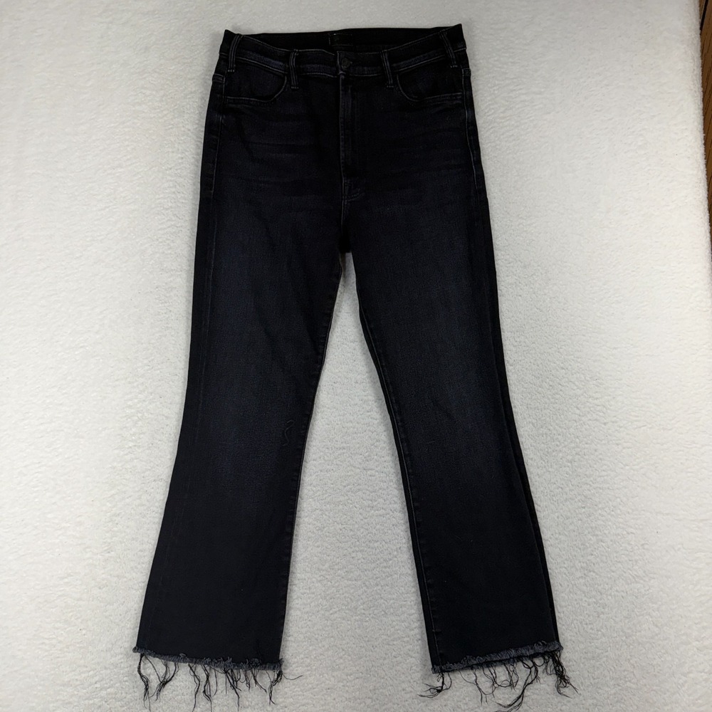 Mother Jeans The Hustler Ankle Fray Black 32 (31x26) Stretch Encounters Womens